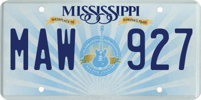 MS license plate MAW927