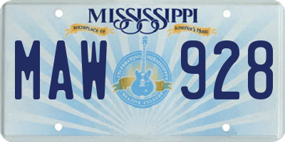 MS license plate MAW928
