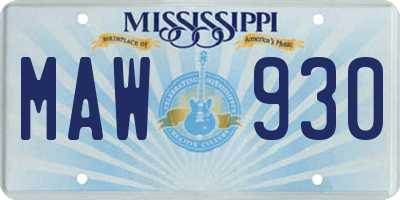 MS license plate MAW930