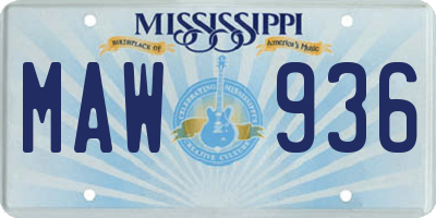 MS license plate MAW936