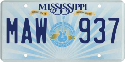 MS license plate MAW937