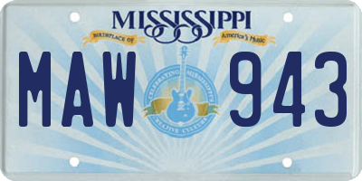 MS license plate MAW943