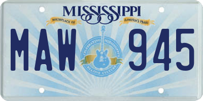 MS license plate MAW945