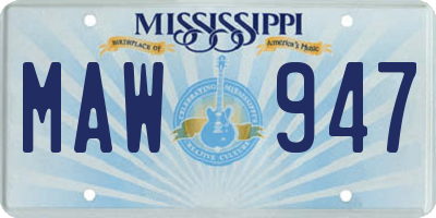 MS license plate MAW947
