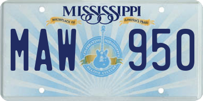 MS license plate MAW950