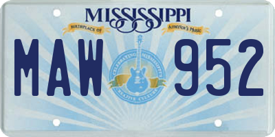 MS license plate MAW952