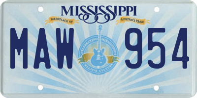 MS license plate MAW954