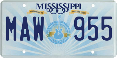 MS license plate MAW955