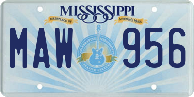 MS license plate MAW956