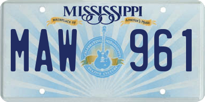 MS license plate MAW961