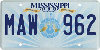 MS license plate MAW962