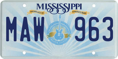 MS license plate MAW963