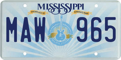 MS license plate MAW965