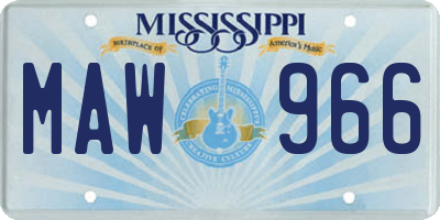 MS license plate MAW966