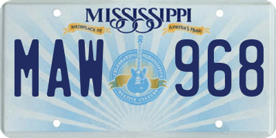 MS license plate MAW968