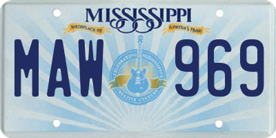MS license plate MAW969