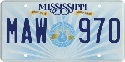 MS license plate MAW970