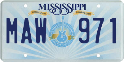 MS license plate MAW971