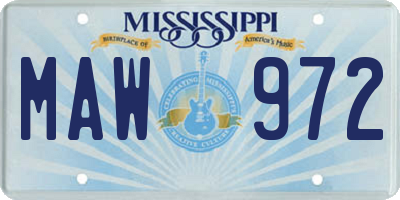 MS license plate MAW972