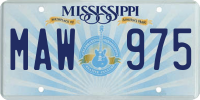 MS license plate MAW975