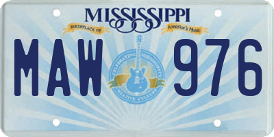 MS license plate MAW976