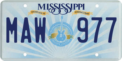 MS license plate MAW977