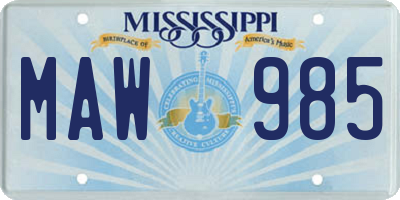 MS license plate MAW985