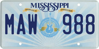 MS license plate MAW988