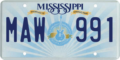 MS license plate MAW991