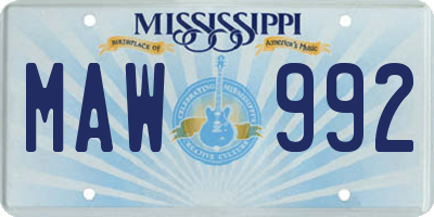 MS license plate MAW992