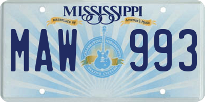MS license plate MAW993