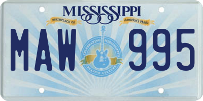 MS license plate MAW995