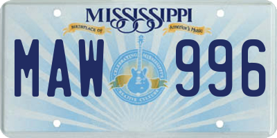 MS license plate MAW996