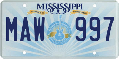 MS license plate MAW997