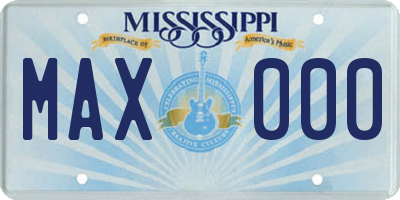 MS license plate MAX000