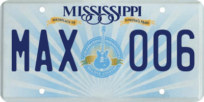 MS license plate MAX006