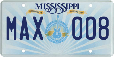 MS license plate MAX008