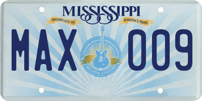 MS license plate MAX009