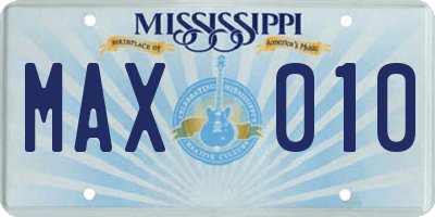 MS license plate MAX010