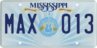 MS license plate MAX013