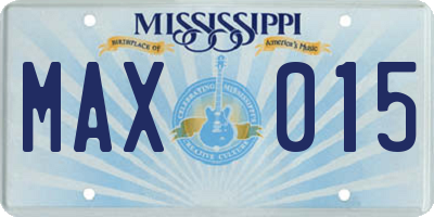 MS license plate MAX015