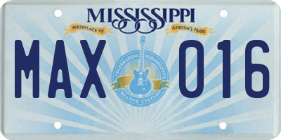 MS license plate MAX016