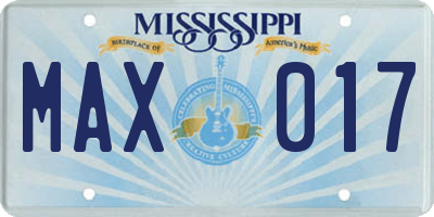 MS license plate MAX017
