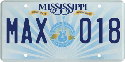 MS license plate MAX018