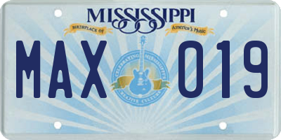 MS license plate MAX019