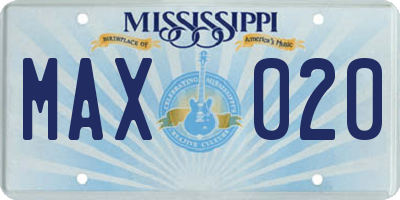 MS license plate MAX020