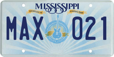 MS license plate MAX021
