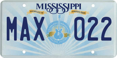 MS license plate MAX022