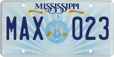 MS license plate MAX023
