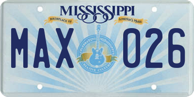 MS license plate MAX026